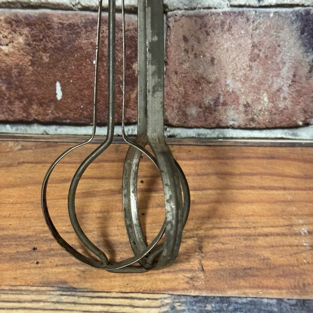 Antique 1923 A&J‎ Ekco  Manual Hand Mixer Beater Stainless Retro Kitchen USA